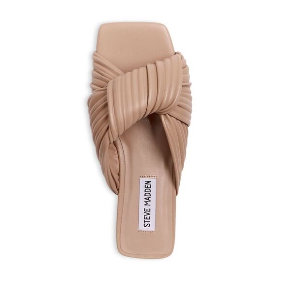 STEVE MADDEN Womens Brown Ruched Padded Mentor Slip On Slide Sandals 7.5 M - Picture 2 of 4